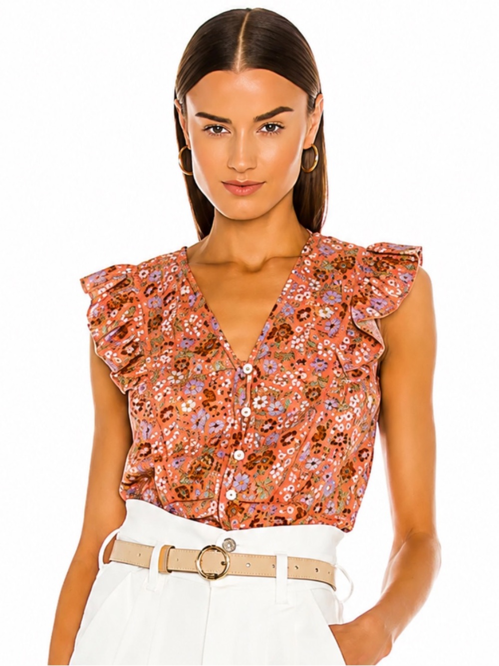Veronica Beard Araya Top in Coral sz. 8